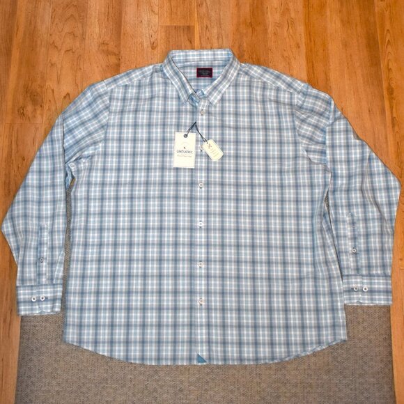 NWT UNTUCKit Mantanzas Wrinkle Free Blue Plaid LS‎ Shirt Sz XXXL